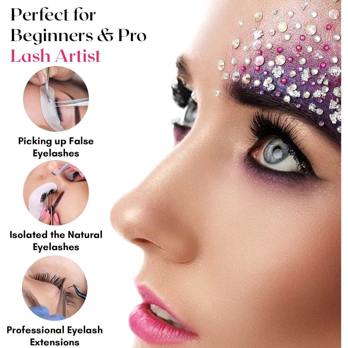 Rainbow Eyelash Extensions Tweezers SET OF 2 Micro grips Cross Edge