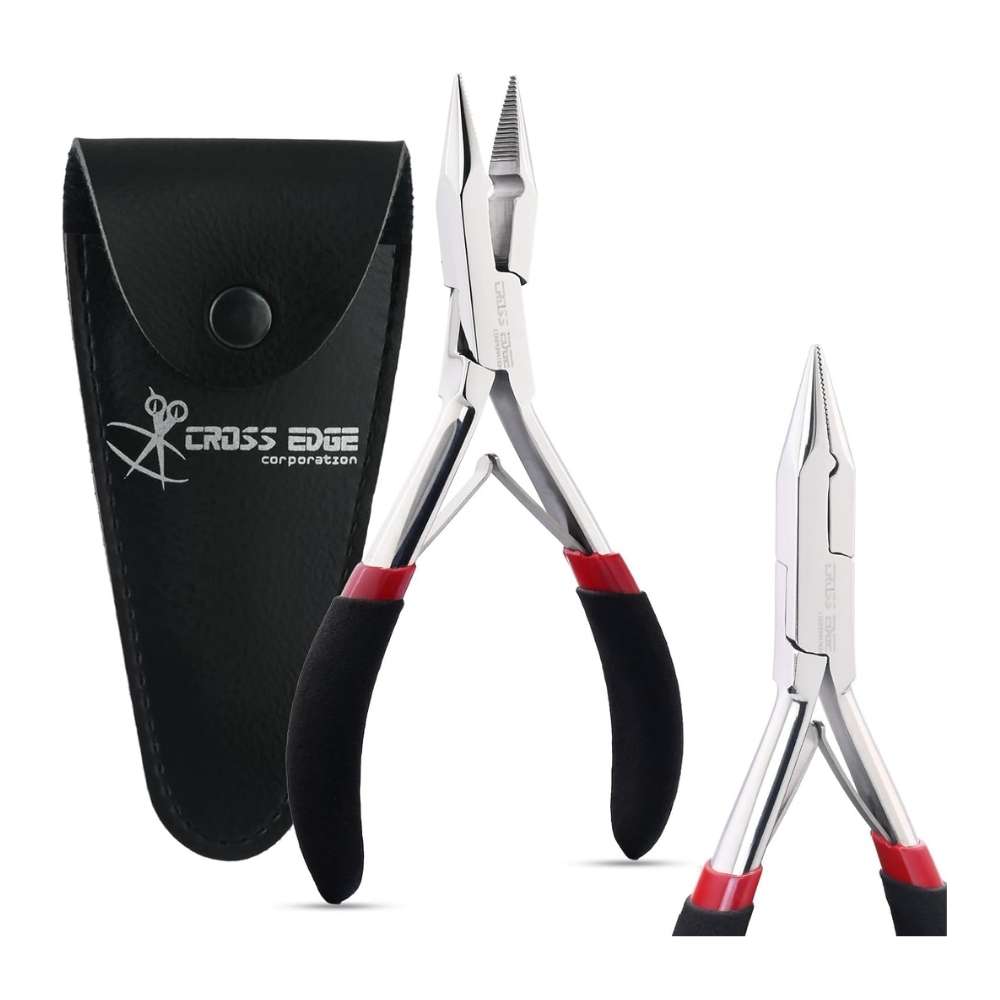 Microlinks hair extension crimping pliers Rubber grip Cross Edge