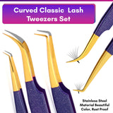 Beautiful Fiber Tip Lash Tweezers Eyelash Extension Tweezers for Lash Fiber Grip Tweezers (5pcs) - Cross Edge Corporation