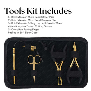 My Hair Tools Pro Hair Extension Tools Kit Gold - Multi Purpose - Cross Edge Corporation