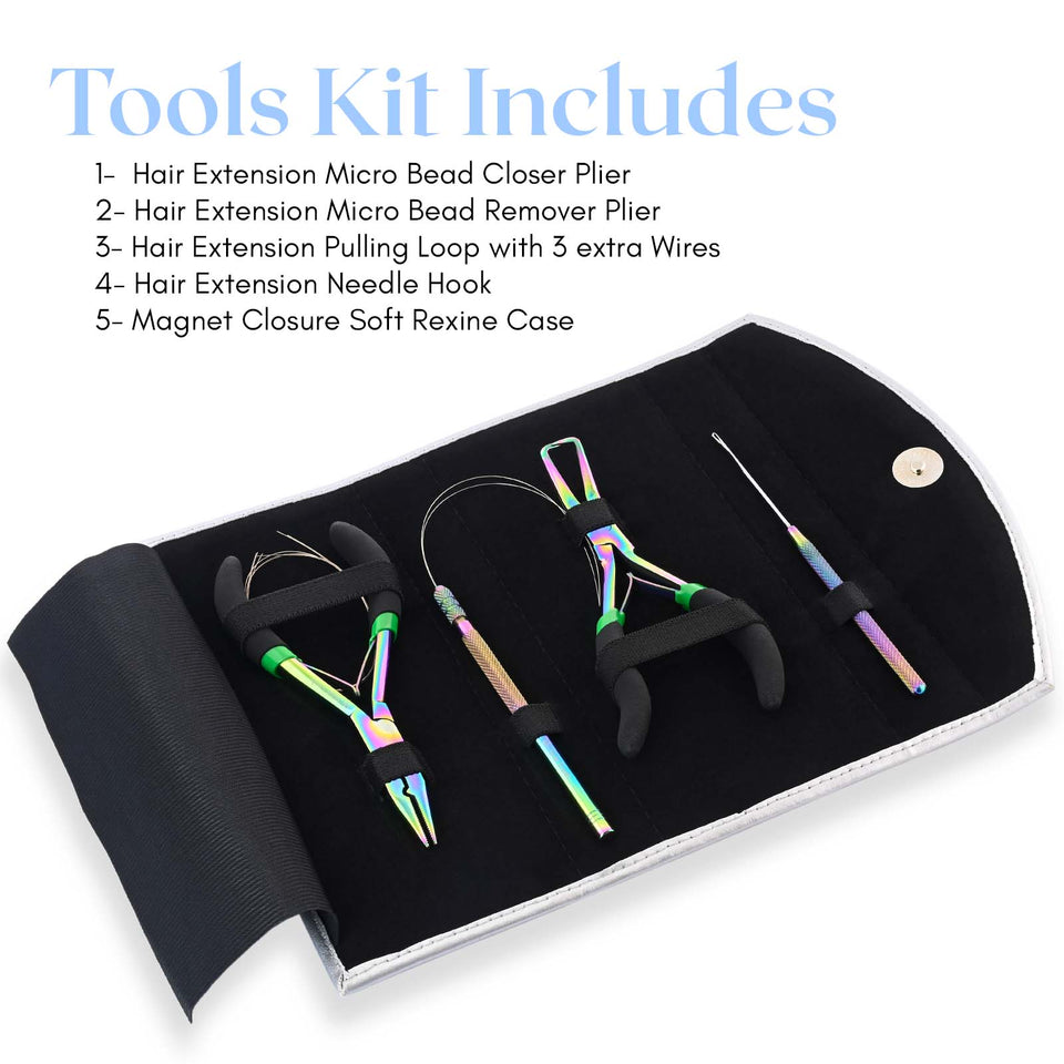 My Hair Tools Pro Extension Kit, Extensions Remover Pliers set, Micro Beads Pulling Hook & Microbead Loop Tool Stainless Steel - Cross Edge Corporation