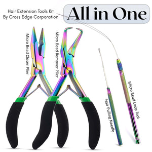 My Hair Tools Pro Extension Kit, Extensions Remover Pliers set, Micro Beads Pulling Hook & Microbead Loop Tool Stainless Steel - Cross Edge Corporation