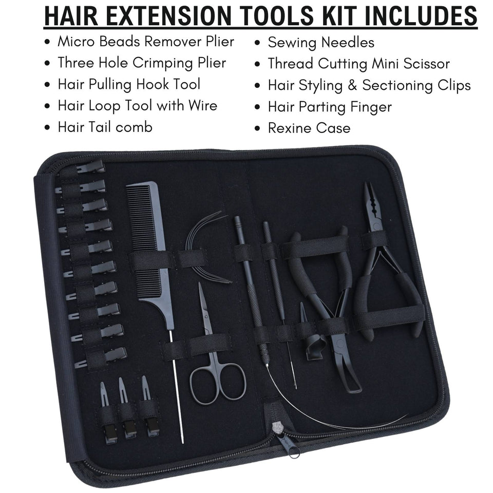 Hair Extension Tools Kit 3 Hole Crimping Removal Hook Loop Parting Ring Hair Application - Cross Edge Corporation