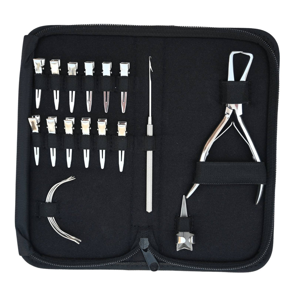 Hair Extension Tools Kit with bead remover sectioning clips needles - Cross Edge Corporation