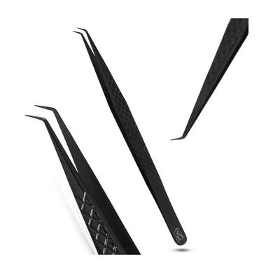 Black Eyelash Extension Tweezers Curved Degree for Individual Isolation - Cross Edge Corporation