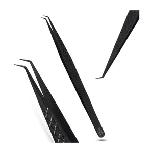 Black Eyelash Extension Tweezers Curved Degree for Individual Isolation - Cross Edge Corporation