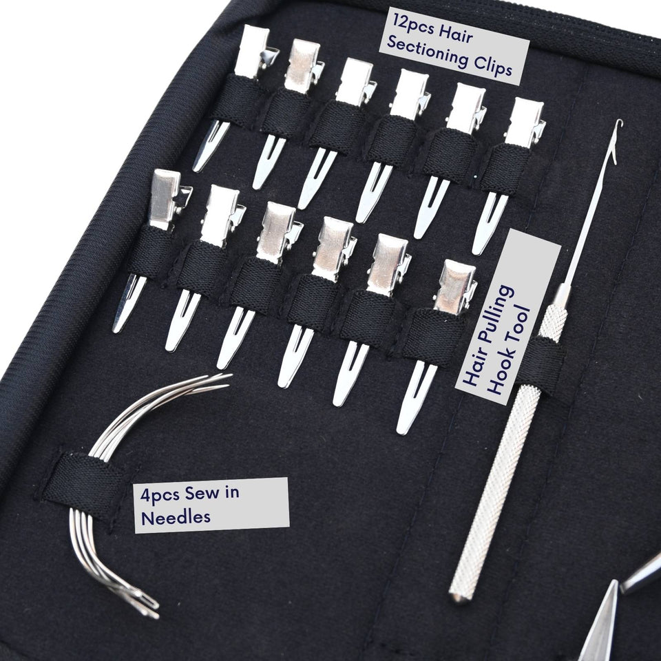 Hair Extension Tools Kit with bead remover sectioning clips needles - Cross Edge Corporation