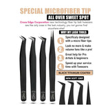 4Pcs Eyelash Extension Precision Fiber Tip Lash Tweezers - Cross Edge Corporation