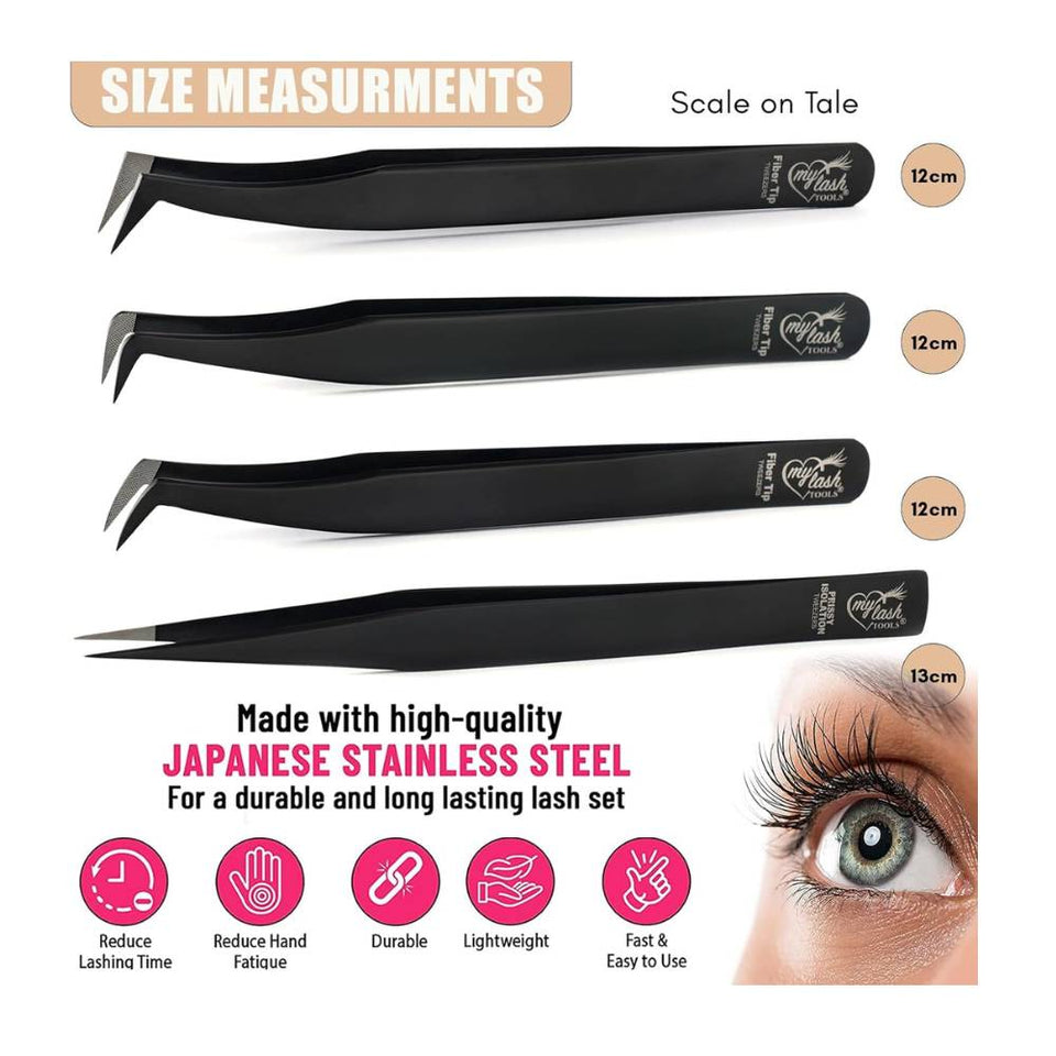 4Pcs Eyelash Extension Precision Fiber Tip Lash Tweezers - Cross Edge Corporation