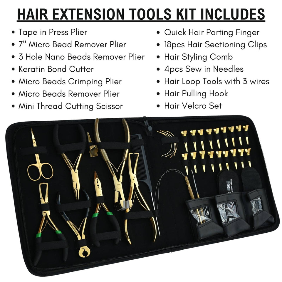 Hair Extension Installation Tool Kit for Tape In, Nano Ring & Sew In Extensions - Cross Edge Corporation
