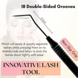 Black Stainless steel Lash Lift Perm Tool nonslip with double side grooves - Cross Edge Corporation