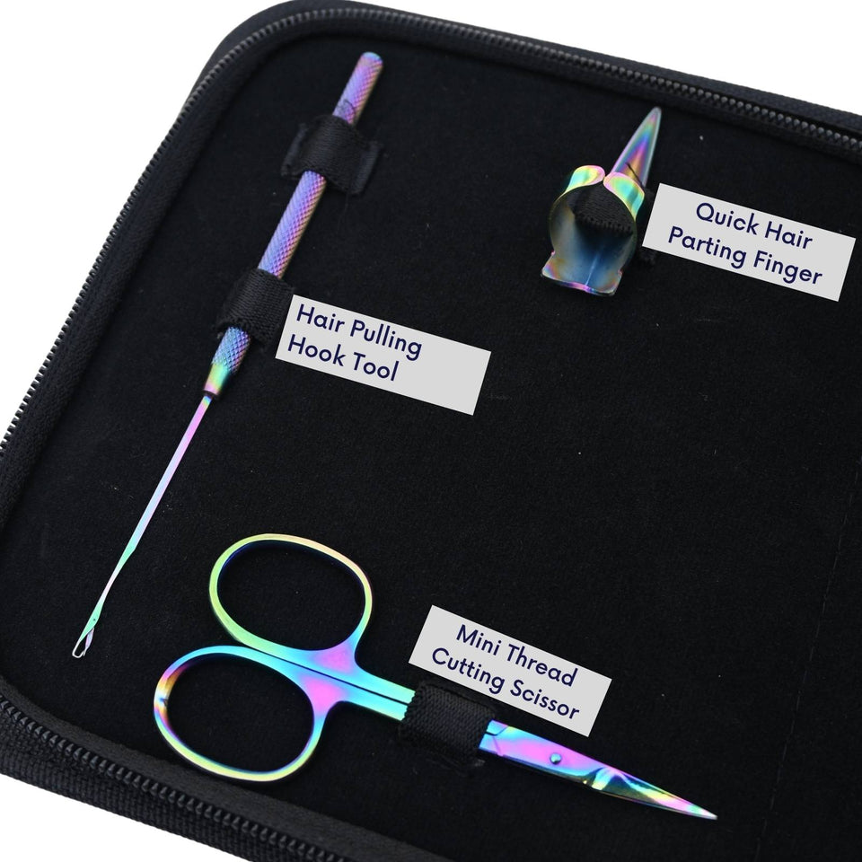 Hair Extension Tools Kit for Micro Bead Crimping Removal Hook & Scissor - Cross Edge Corporation