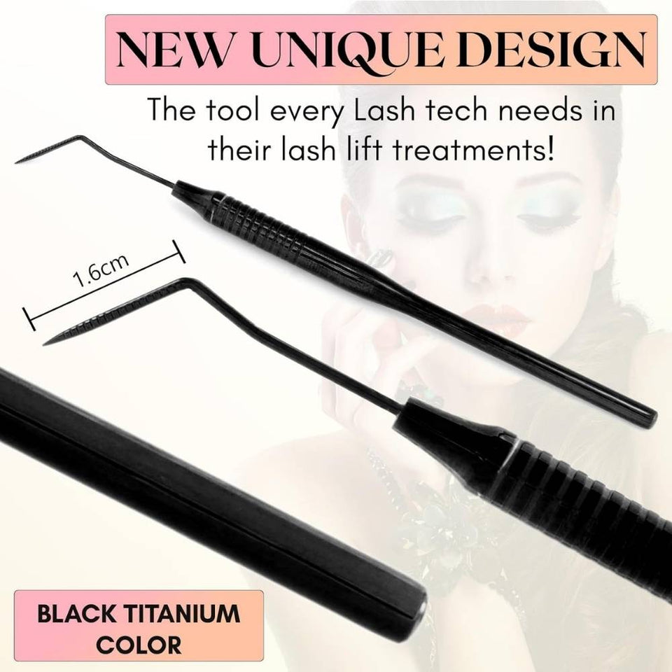Black Stainless steel Lash Lift Perm Tool nonslip with double side grooves - Cross Edge Corporation
