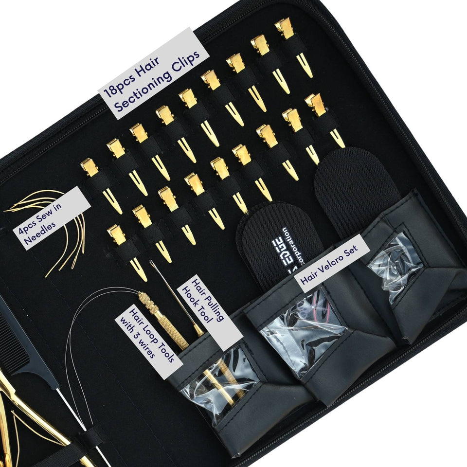Hair Extension Installation Tool Kit for Tape In, Nano Ring & Sew In Extensions - Cross Edge Corporation