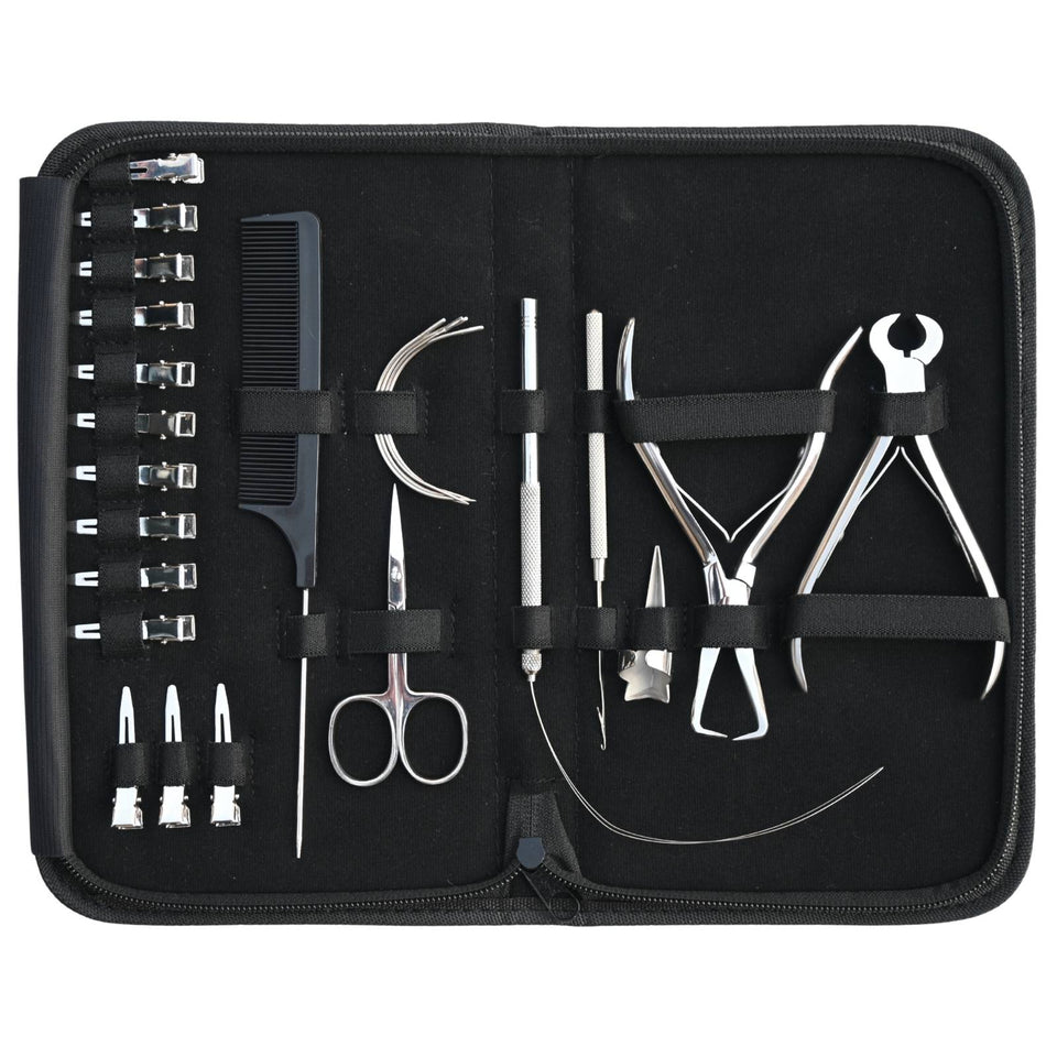 Hair Extension Tools Kit Keratin Bond Cutting Hook Loop Mini Scissor & Parting Finger - Cross Edge Corporation