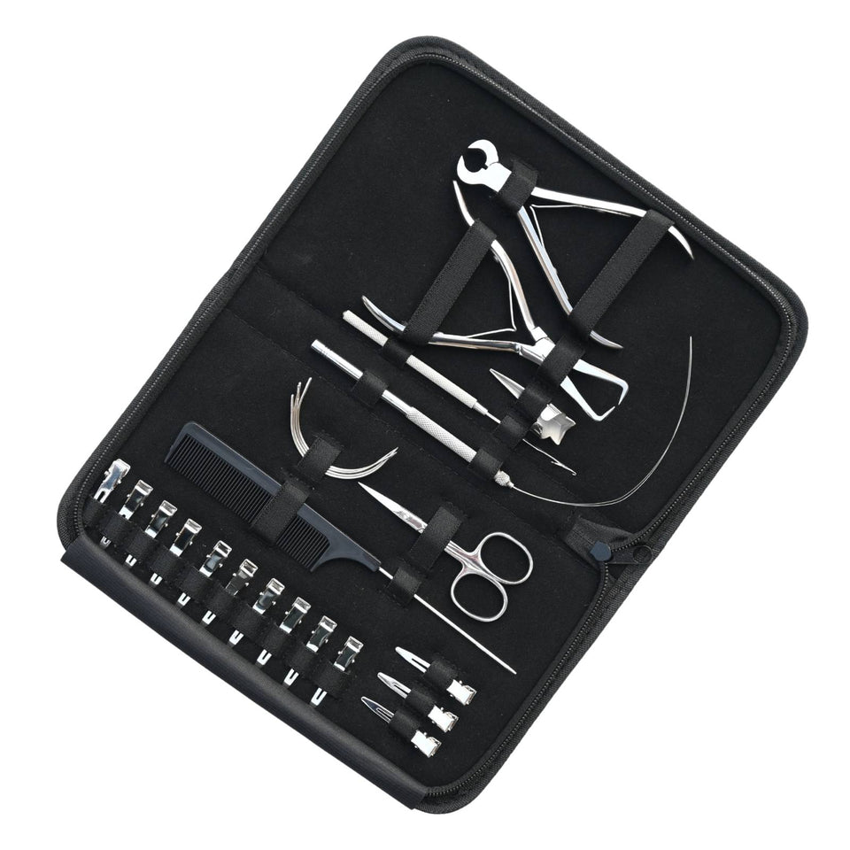 Hair Extension Tools Kit Keratin Bond Cutting Hook Loop Mini Scissor & Parting Finger - Cross Edge Corporation
