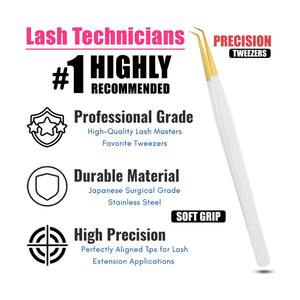 White Gold Fiber tip Eyelash tweezer for Individual Isolation & Classic Lashes - Cross Edge Corporation