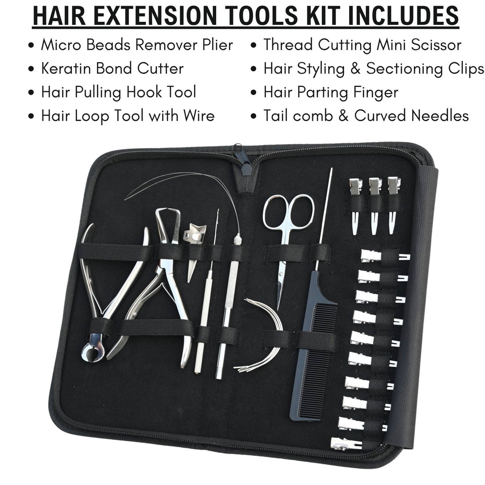 Hair Extension Tools Kit Keratin Bond Cutting Hook Loop Mini Scissor & Parting Finger - Cross Edge Corporation
