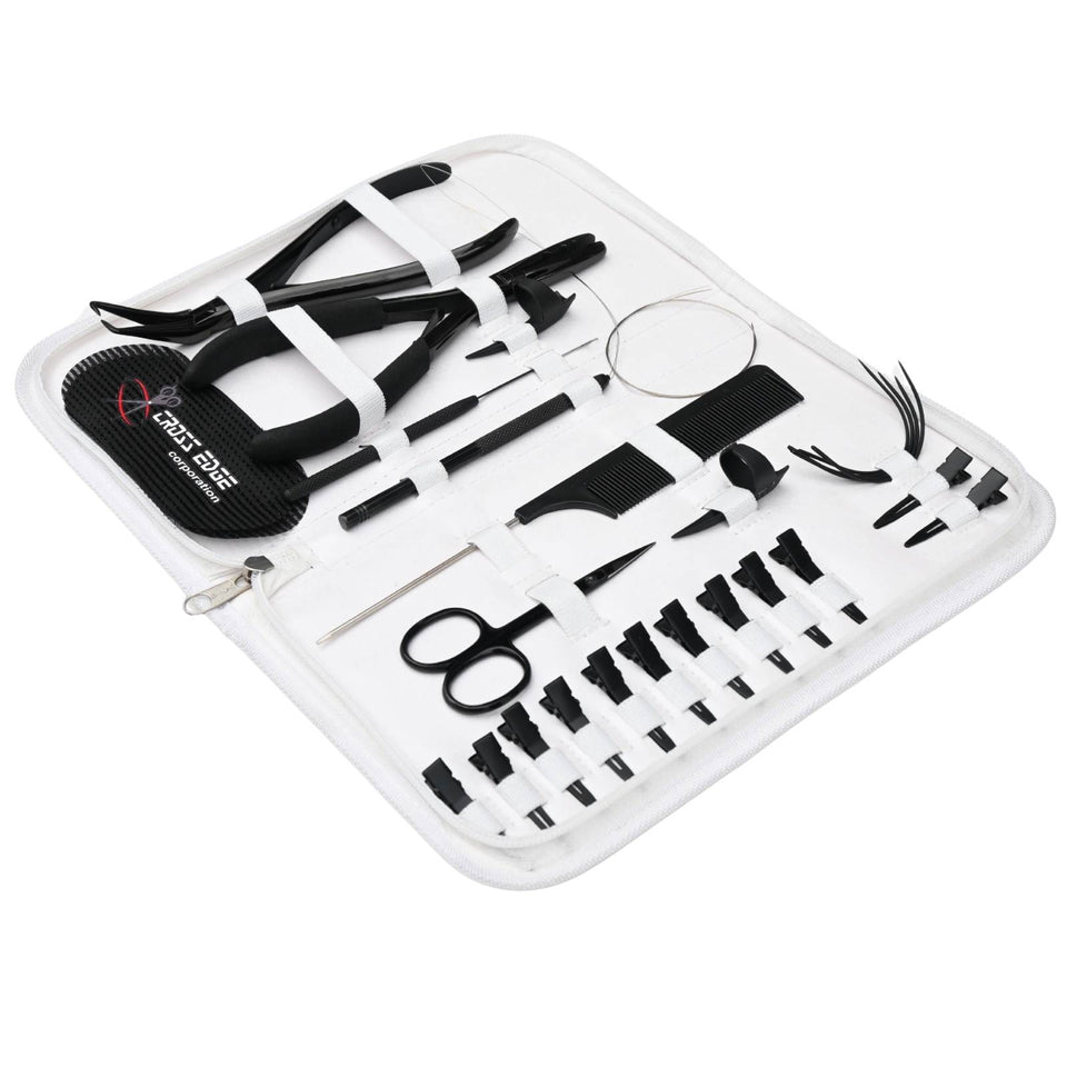 Hair Extension Tool Kit Application Two Hole Crimping Plier, Pulling Hook Mini Scissor - Cross Edge Corporation