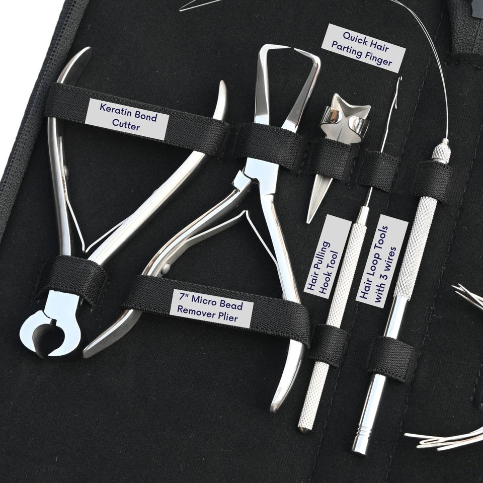 Hair Extension Tools Kit Keratin Bond Cutting Hook Loop Mini Scissor & Parting Finger - Cross Edge Corporation