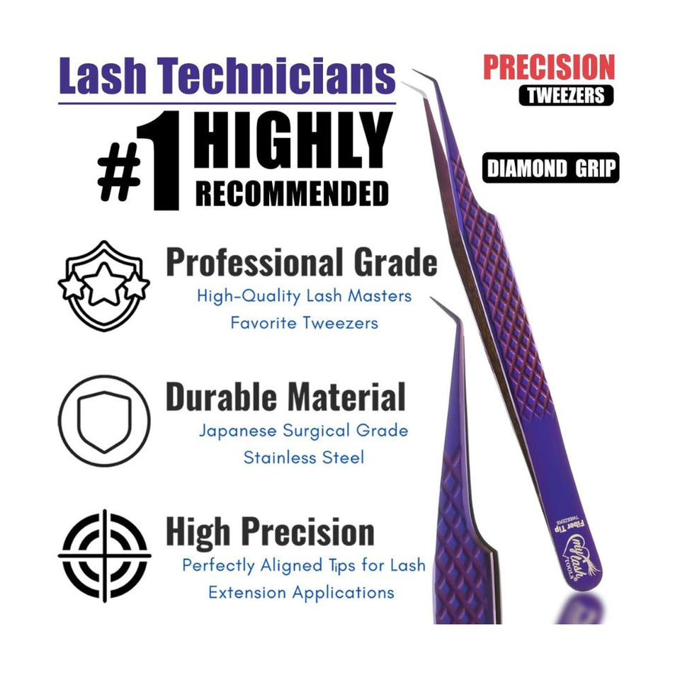 Purple Fiber Tip Lash Tweezers for Eyelash Extension - Cross Edge Corporation