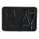 Hair Extension Tools Kit for Micro Bead Removal 2 Hole Crimper Black Rexine Case - Cross Edge Corporation