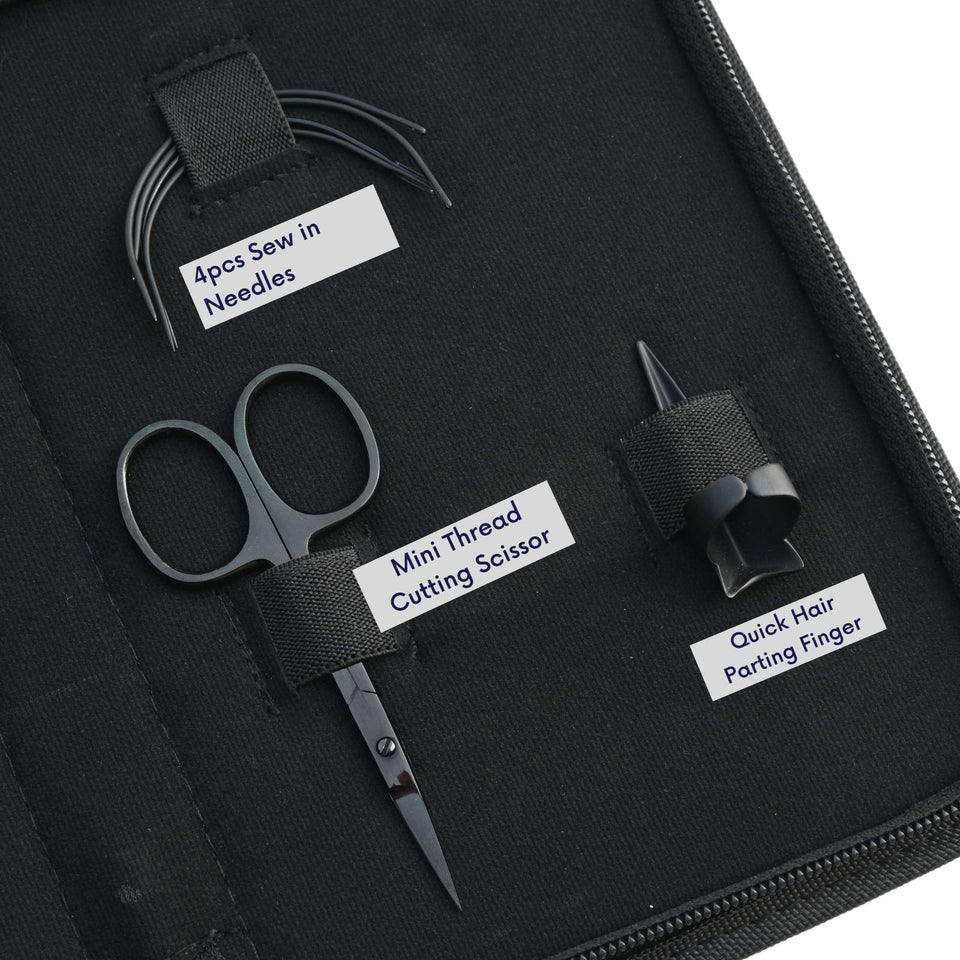 Hair Extension Tools Kit for Micro Bead Removal 2 Hole Crimper Black Rexine Case - Cross Edge Corporation