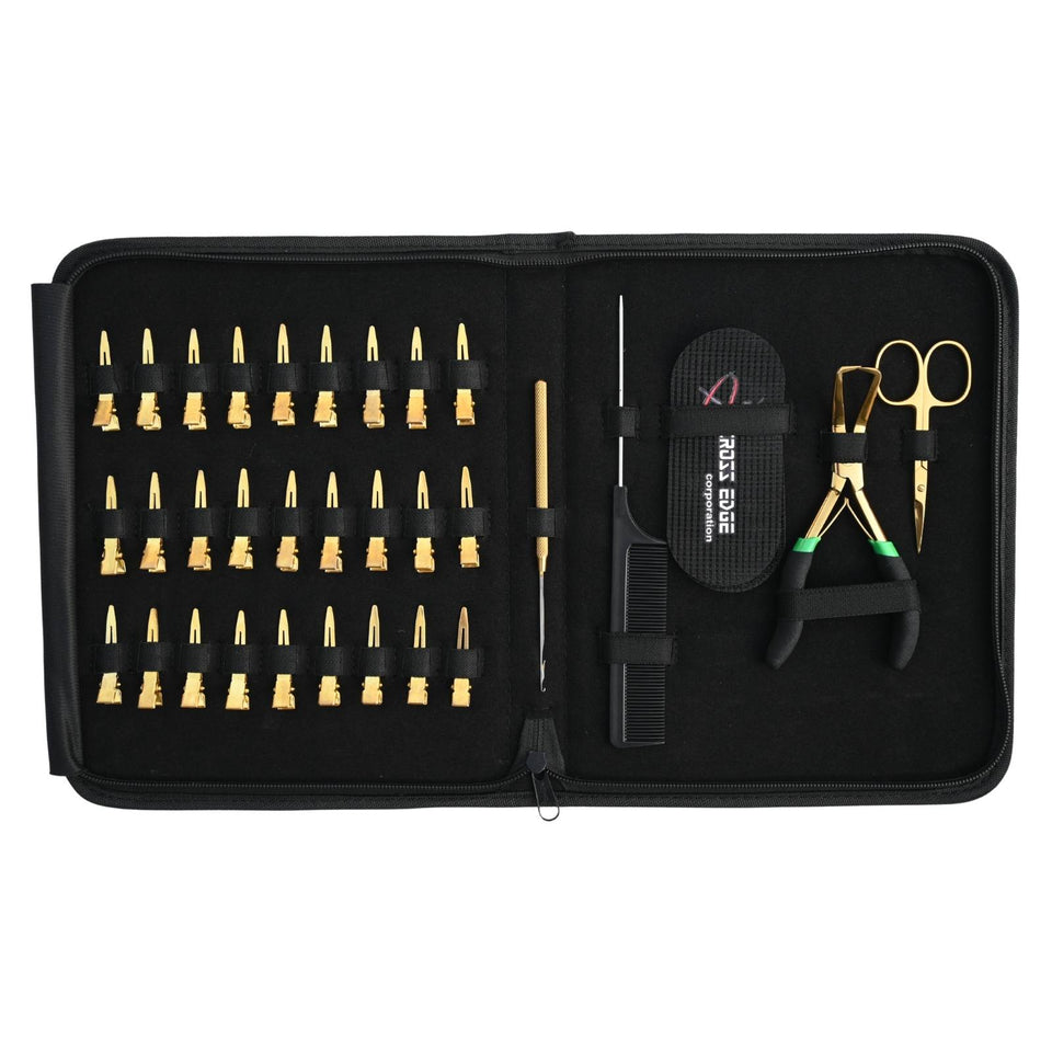 Hair Extension Tools Kit for Micro Bead Removal Hook Tail Comb & 18pcs Parting Clips - Cross Edge Corporation