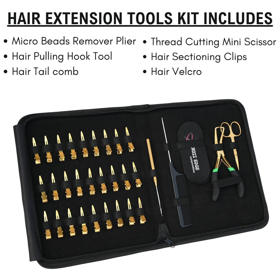 Hair Extension Tools Kit for Micro Bead Removal Hook Tail Comb & 18pcs Parting Clips - Cross Edge Corporation