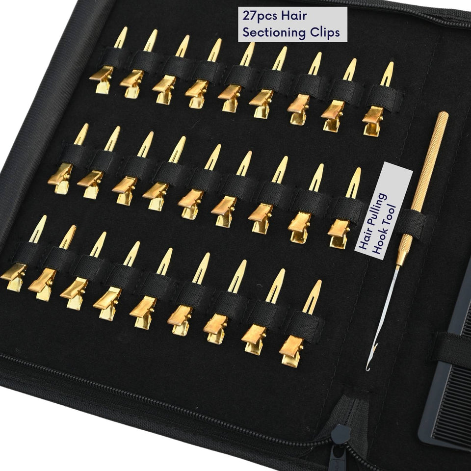 Hair Extension Tools Kit for Micro Bead Removal Hook Tail Comb & 18pcs Parting Clips - Cross Edge Corporation