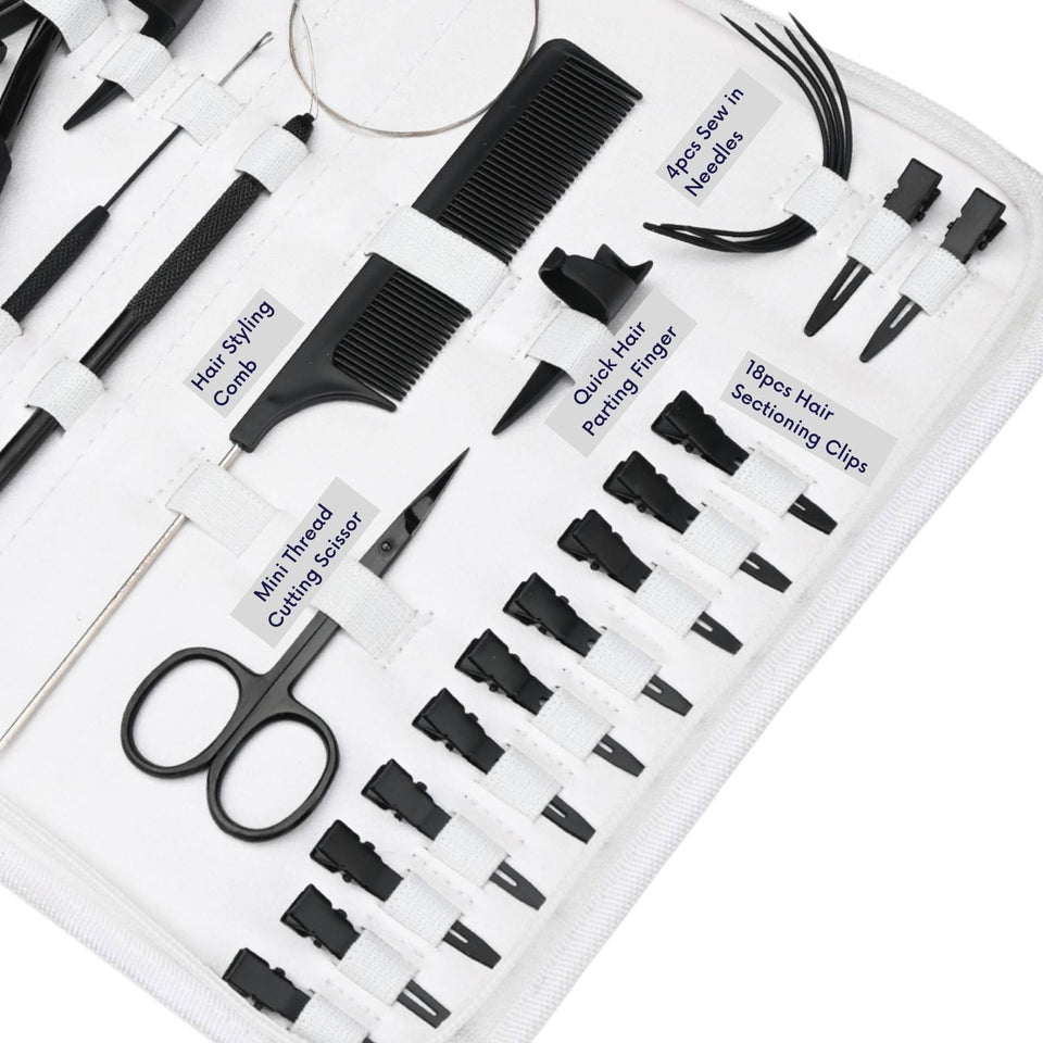 Hair Extension Tool Kit Application Two Hole Crimping Plier, Pulling Hook Mini Scissor - Cross Edge Corporation