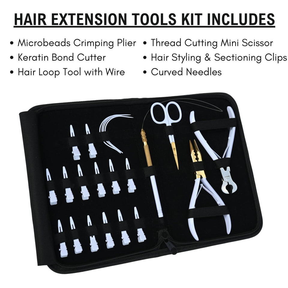 Hair Extension Tools Kit for Micro Bead Crimping Keratin Bond Cutting Loop Scissor - Cross Edge Corporation