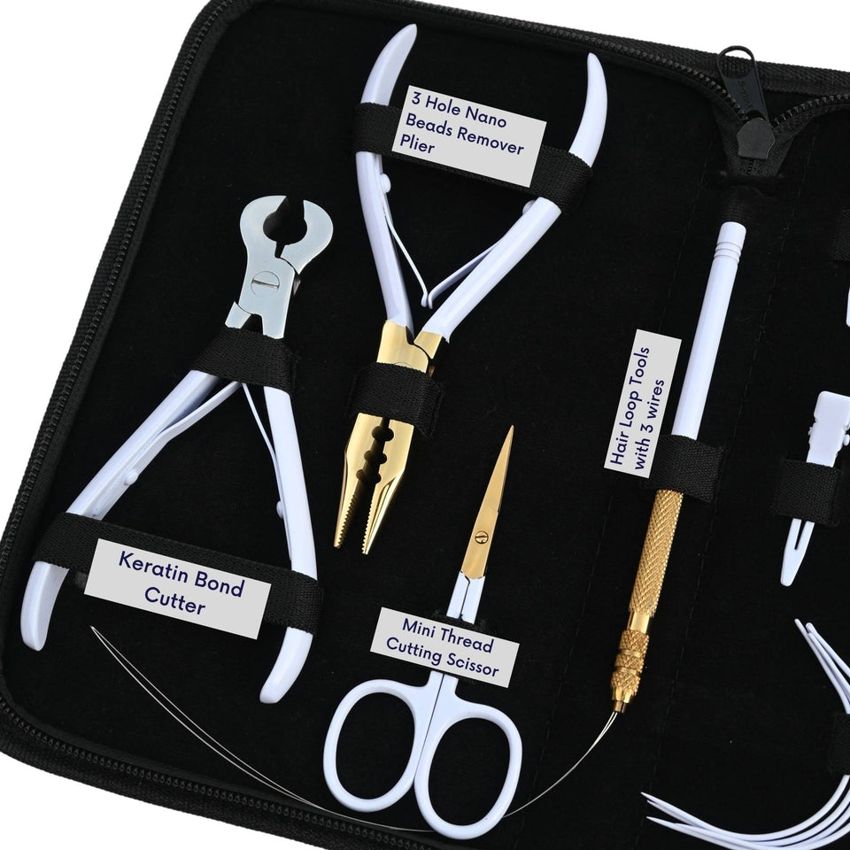 Hair Extension Tools Kit for Micro Bead Crimping Keratin Bond Cutting Loop Scissor - Cross Edge Corporation