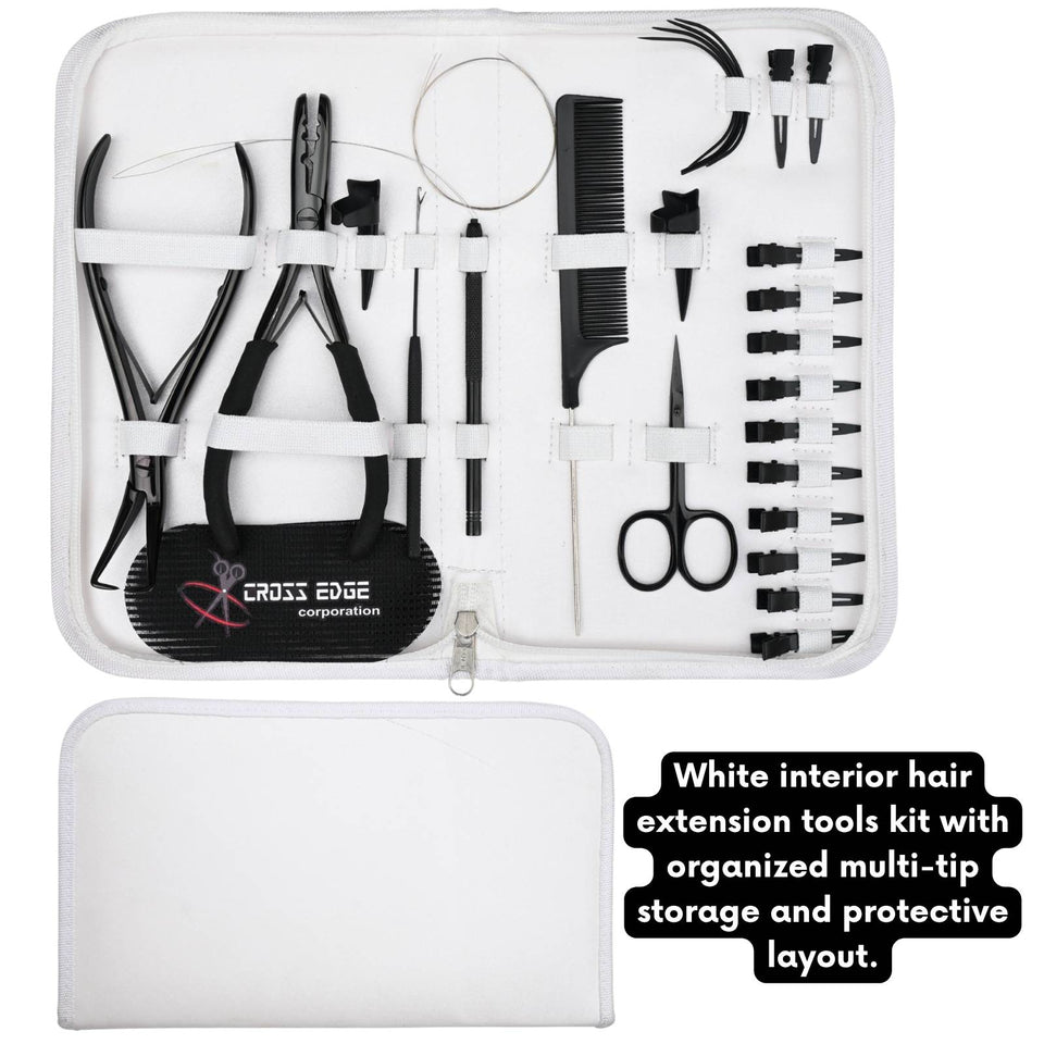 Hair Extension Tool Kit Application Two Hole Crimping Plier, Pulling Hook Mini Scissor - Cross Edge Corporation
