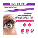 Purple Isolation Tweezers Eyelash Extension Curved Degree - Cross Edge Corporation