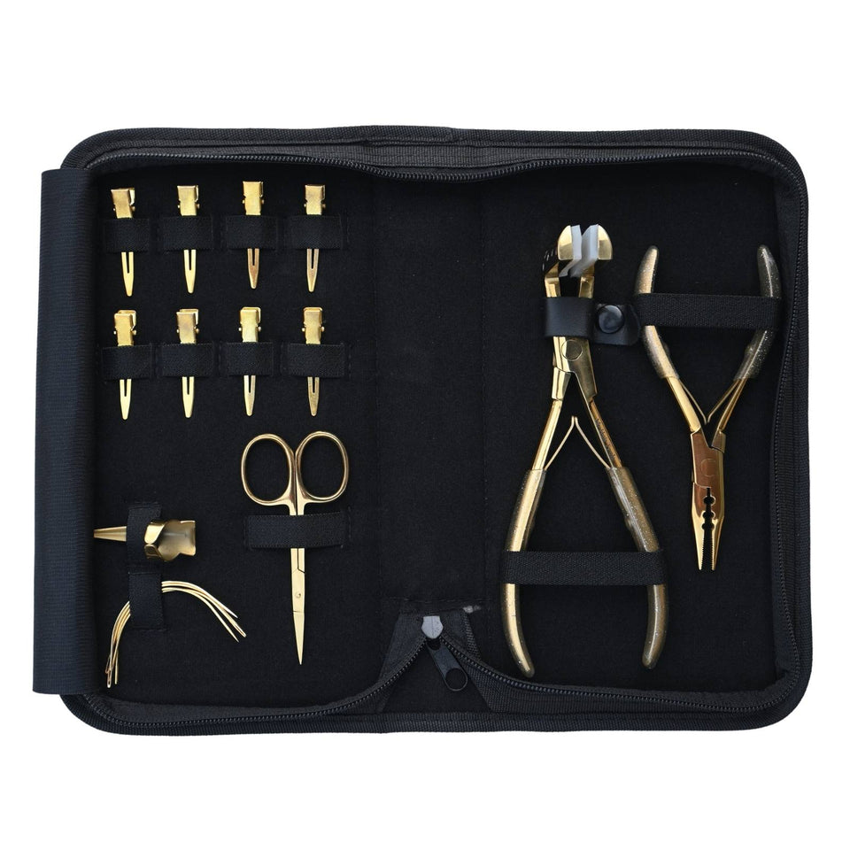 Hair Extension Tools Kit for Micro Bead Removal Tape In Pressing Plier & Sectioning Clips - Cross Edge Corporation