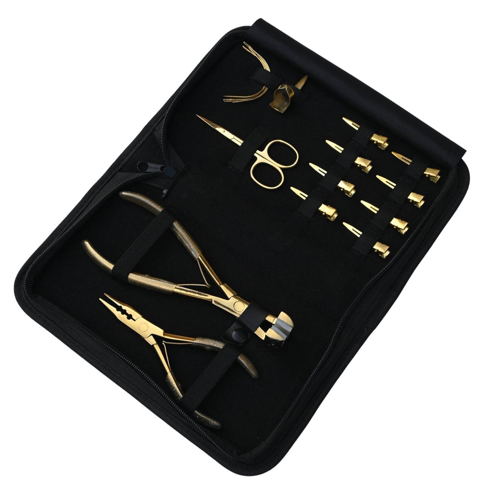 Hair Extension Tools Kit for Micro Bead Removal Tape In Pressing Plier & Sectioning Clips - Cross Edge Corporation