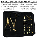 Hair Extension Tools Kit for Micro Bead Removal Tape In Pressing Plier & Sectioning Clips - Cross Edge Corporation
