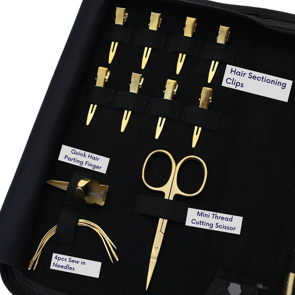 Hair Extension Tools Kit for Micro Bead Removal Tape In Pressing Plier & Sectioning Clips - Cross Edge Corporation