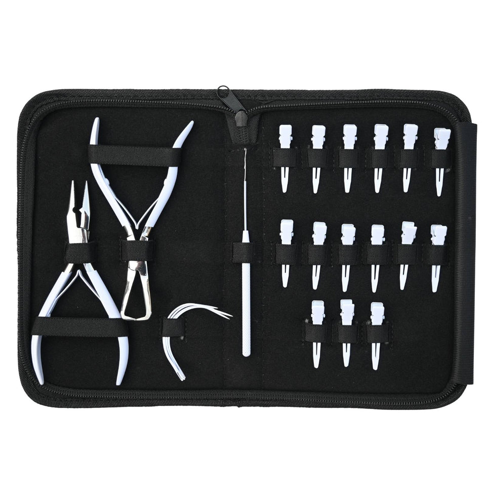 Hair Extension Tools Kit for Micro Bead Crimping Removal Hook & Sectioning Clips - Cross Edge Corporation