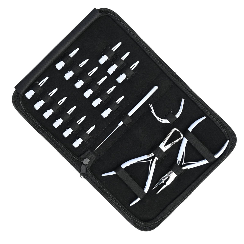 Hair Extension Tools Kit for Micro Bead Crimping Removal Hook & Sectioning Clips - Cross Edge Corporation