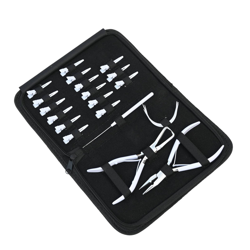 Hair Extension Tools Kit for Micro Bead Crimping Removal Hook & Sectioning Clips - Cross Edge Corporation