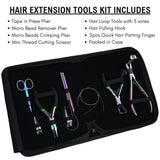 Rainbow Hair Extension Tools Kit for Tape In Micro Bead & Nano Ring Installation - Cross Edge Corporation