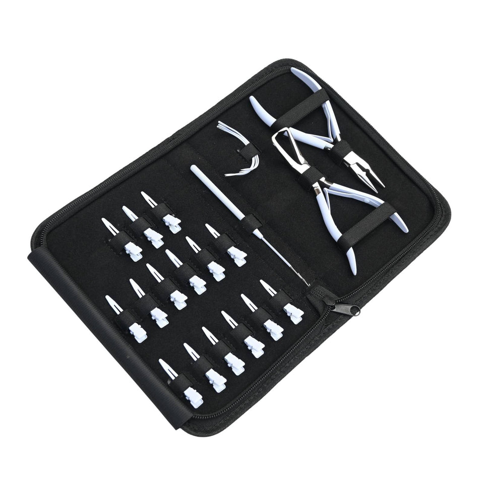 Hair Extension Tools Kit for Micro Bead Crimping Removal Hook & Sectioning Clips - Cross Edge Corporation