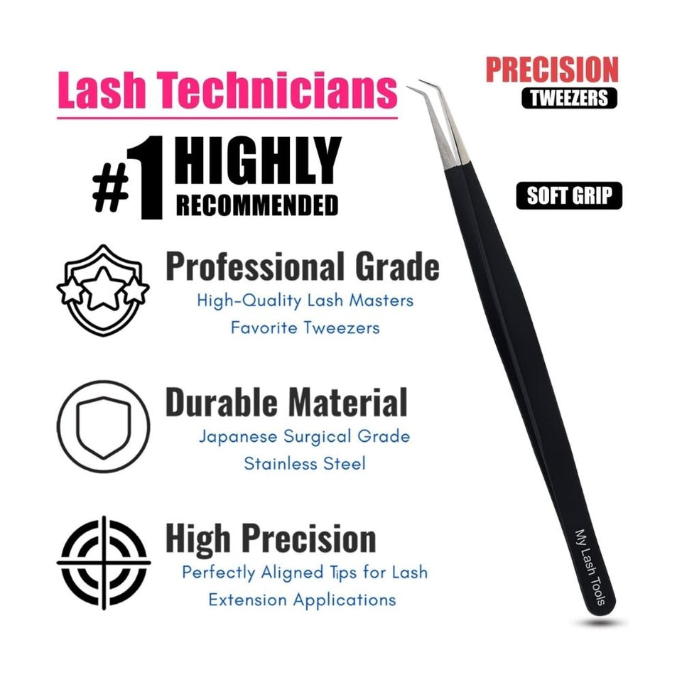 Black fiber tip Tweezers for Isolation Lash Extensions - Cross Edge Corporation