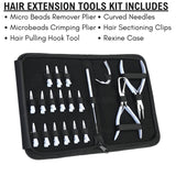 Hair Extension Tools Kit for Micro Bead Crimping Removal Hook & Sectioning Clips - Cross Edge Corporation
