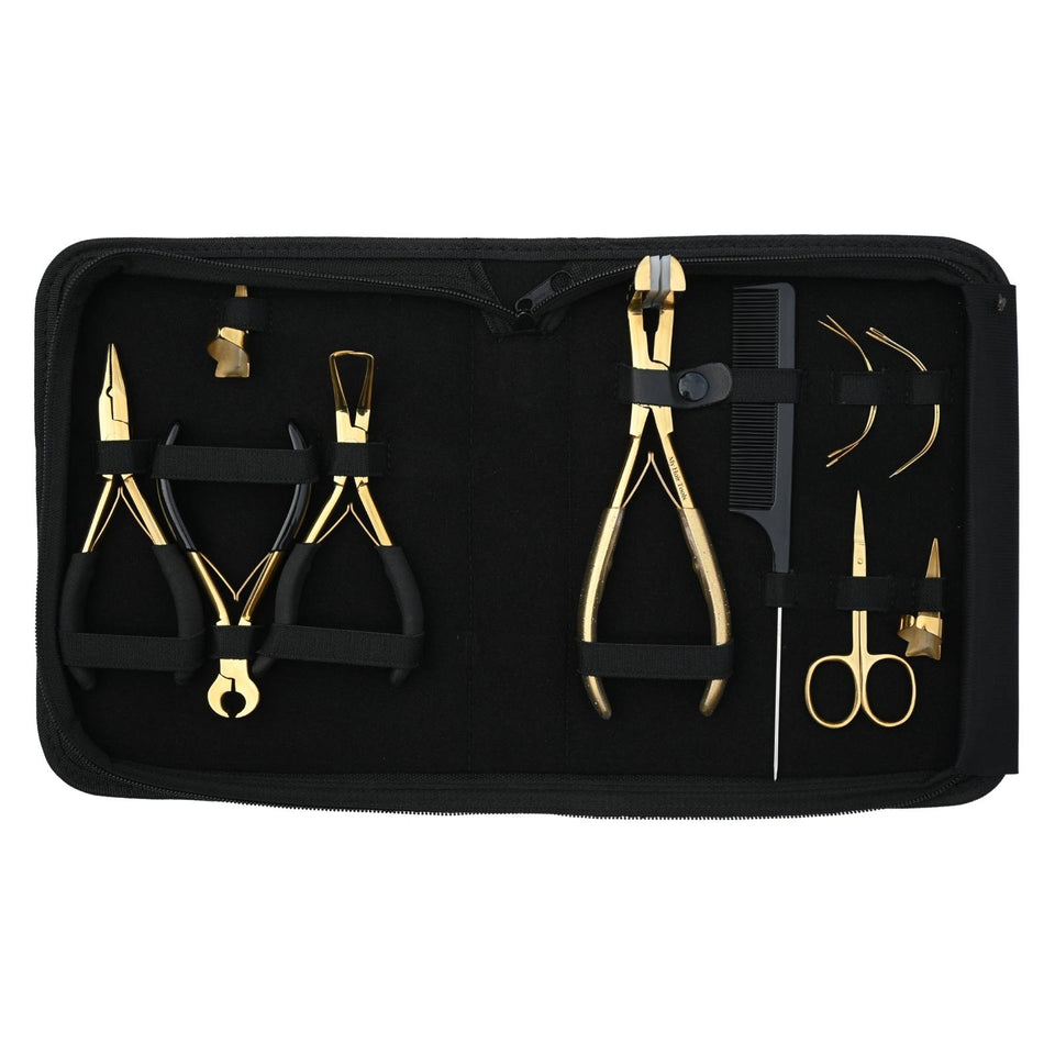 Hair Extension Tools Kit Microbead Crimping Tape In Pressing Bond Cutter & Tail Comb - Cross Edge Corporation
