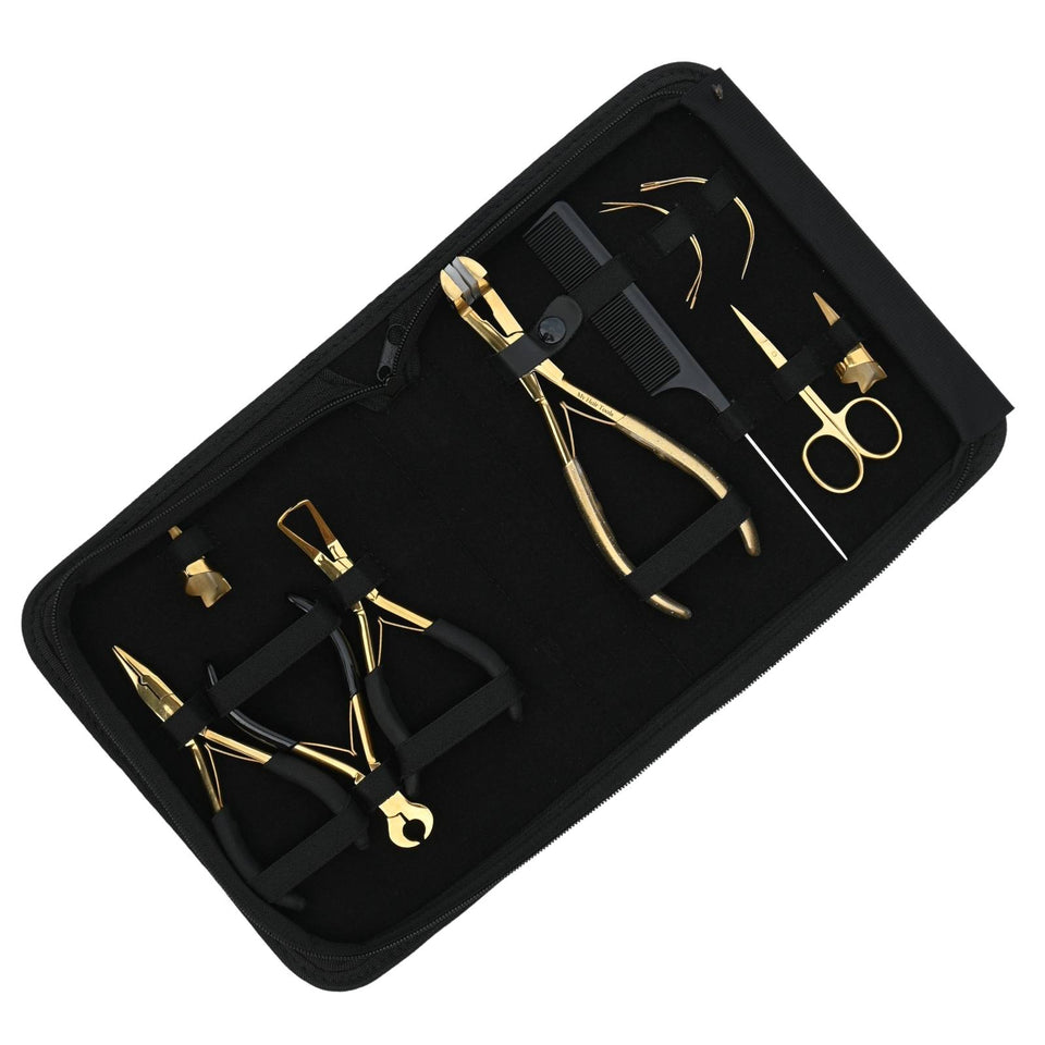 Hair Extension Tools Kit Microbead Crimping Tape In Pressing Bond Cutter & Tail Comb - Cross Edge Corporation