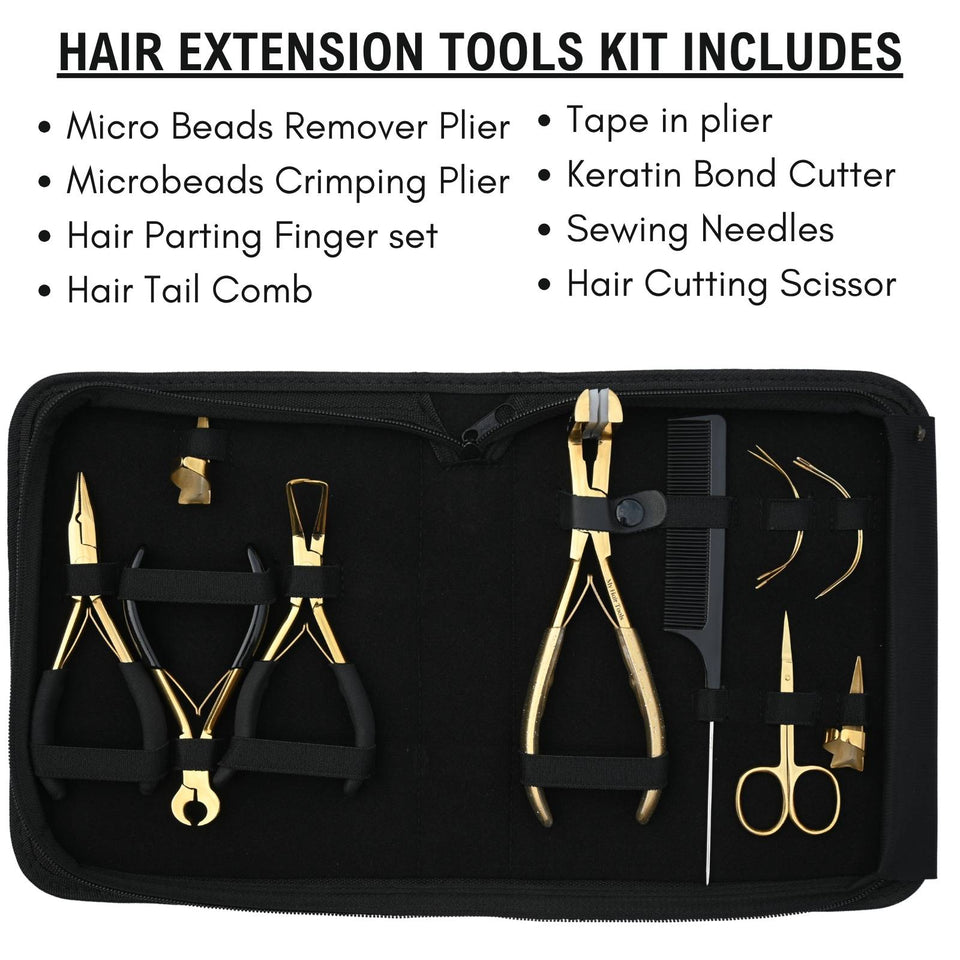 Hair Extension Tools Kit Microbead Crimping Tape In Pressing Bond Cutter & Tail Comb - Cross Edge Corporation