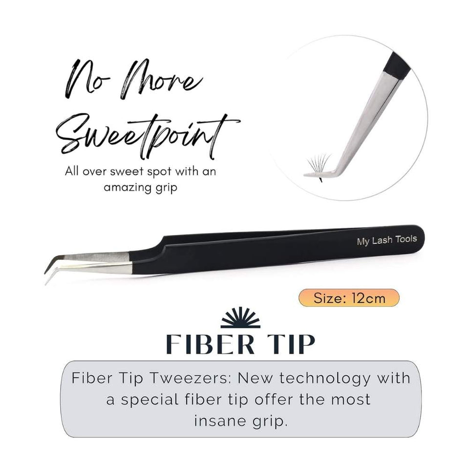 Black Eyelash Extension Curved 45 Degree Angled Tweezer - Cross Edge Corporation